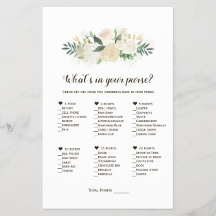 What's in your purse? Bridal Shower Printable Game Flyer