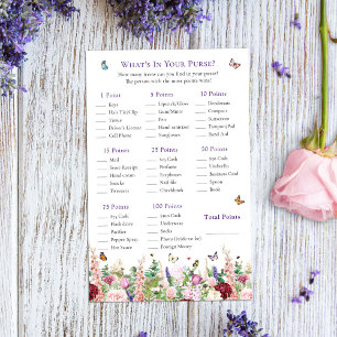 What's In Your Purse Butterfly Bridal Shower Game