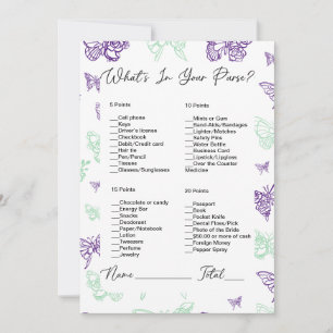 What's In Your Purse Butterfly Bridal Shower Invitation