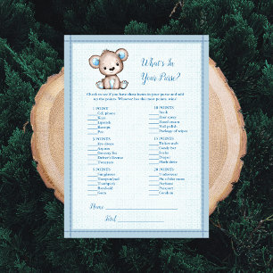 Whats In Your Purse Cute Brown Bear Game Card