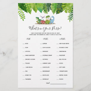 What's In Your Purse Dinosaur Baby Shower Game