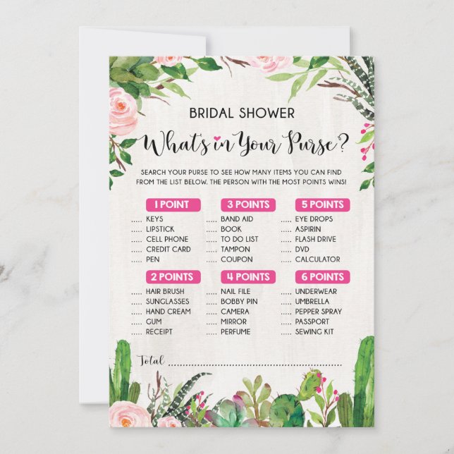What's in Your Purse Fiesta Bridal Shower Game Invitation (Front)