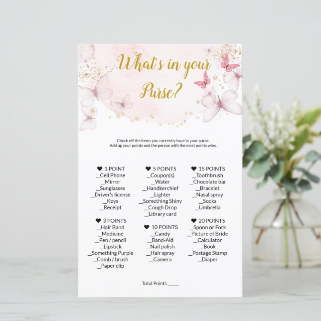 What's In Your Purse Game. Baby Shower Games (Standing Front)