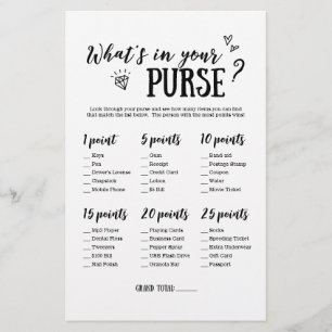 What's In Your Purse Game for Bridal Shower