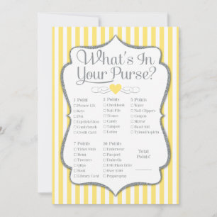 What's In Your Purse Game Yellow Grey Shower