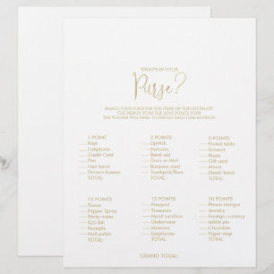 What's in your Purse Gold Bridal Shower Game