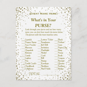 What's in Your Purse   Gold Confetti Invitation Postcard