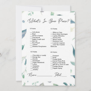 What's In Your Purse Greenery Bridal Shower Invitation