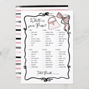 What's in Your Purse Hand Drawn Bow Bridal game Invitation
