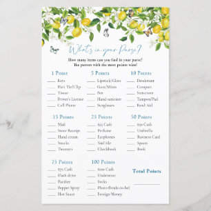 What's In Your Purse   Lemon Bridal Shower Game