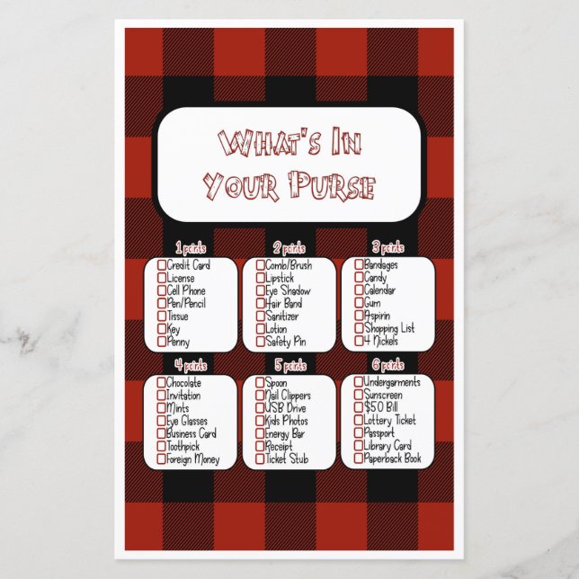 What's In Your Purse Little Lumberjack Baby Shower (Front)