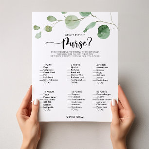 What's in your Purse Minimalist Bridal Shower Game