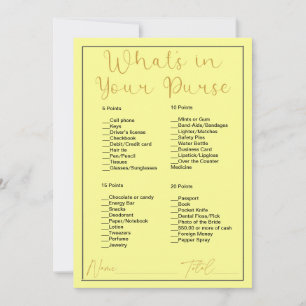 What's In Your Purse Pastel Yellow Bridal Shower Invitation