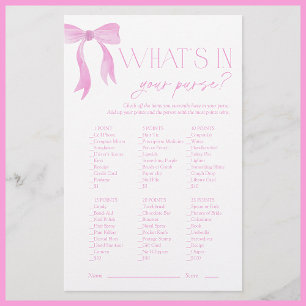 What's In Your Purse Pink Bow Bridal Shower Game
