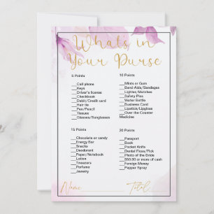 What's In Your Purse Pink Floral Bridal Shower Invitation