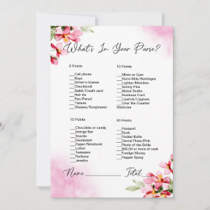 What's In Your Purse Pink Floral Bridal Shower Invitation