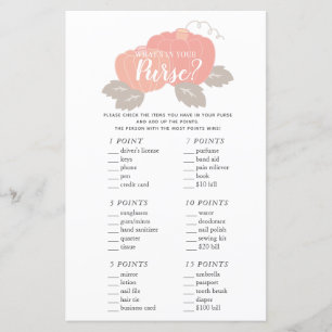 What's in Your Purse Pink Pumpkin Baby Shower Game