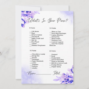 What's In Your Purse Purple Floral Bridal Shower Invitation