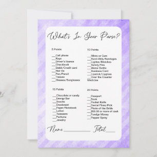 What's In Your Purse Purple Stripes Bridal Shower Invitation