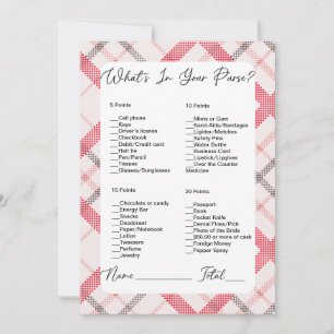 What's In Your Purse Red Plaid Bridal Shower Invitation