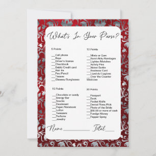 What's In Your Purse Red Victorian Bridal Shower Invitation