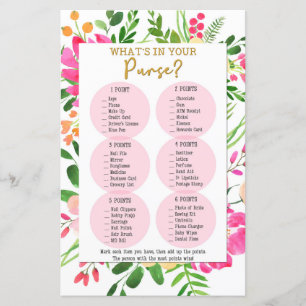 What's In Your Purse Shower Game, Bridal Shower