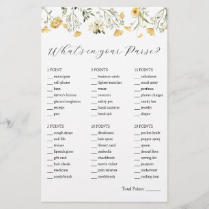 What's in Your Purse Shower Game Card