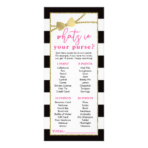 What's In Your Purse? Shower Game, Faux Gold Rack Card