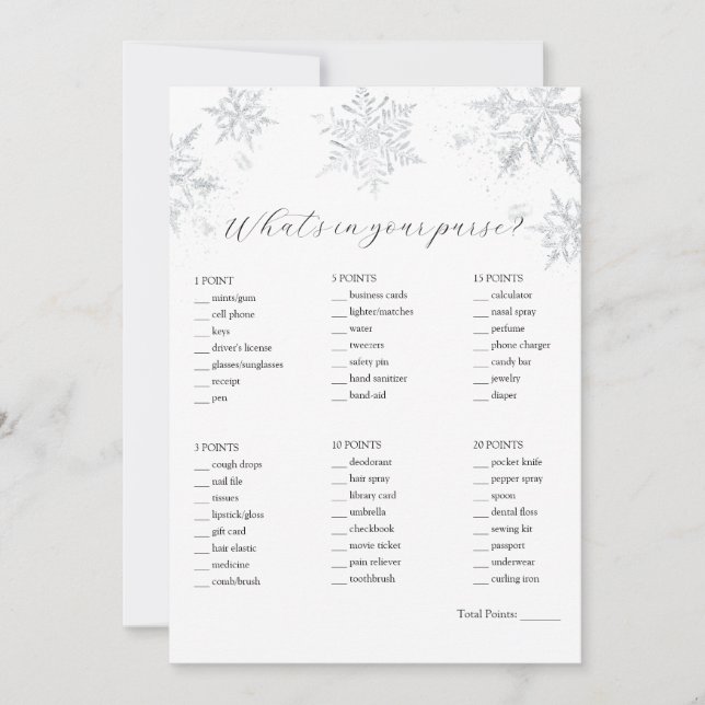 What's in Your Purse Shower Game  Invitation (Front)