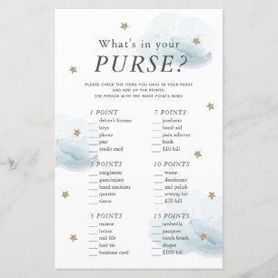 What's in Your Purse Star Blue Baby Shower Game