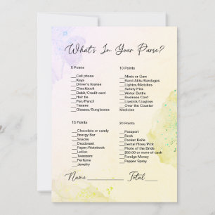 What's In Your Purse Yellow & Purple Bridal Shower Invitation