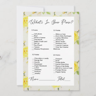What's In Your Purse Yellow Roses Bridal Shower Invitation