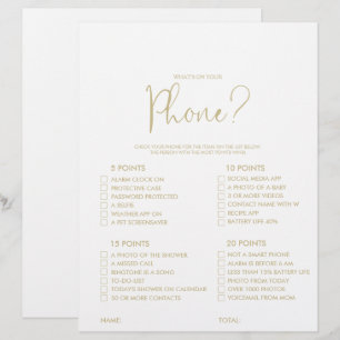 What's on your Gold Phone Bridal Shower Game