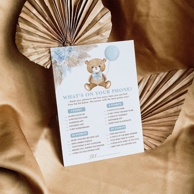 What's on Your Phone Baby Shower Game Card (Creator Uploaded)