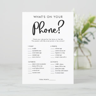 What's on your phone bridal baby shower game invitation