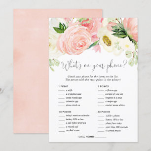 What's on your phone bridal shower game blush pink invitation