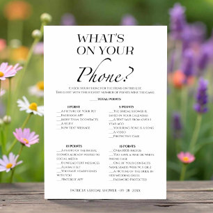 What's On Your Phone Bridal Shower Game Card