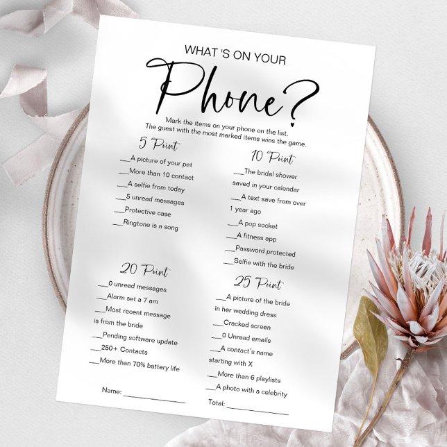 What's On Your Phone Bridal Shower Game Invitation (Creator Uploaded)