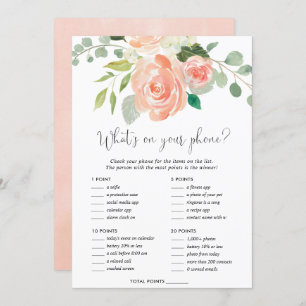 What's on your phone bridal shower game peach invitation