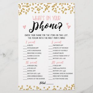 What's on your phone Bridal Shower, Hen Party game