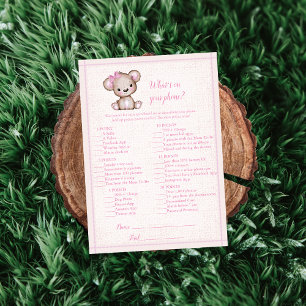 Whats On Your Phone Cute Brown Bear Game Card