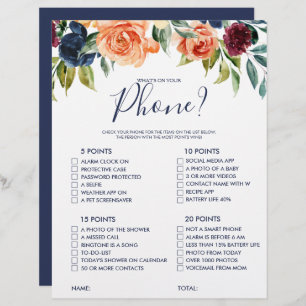 What's on your Phone Floral Bridal Shower Game