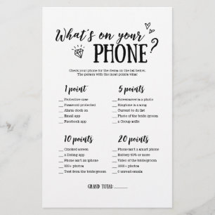 What's On Your Phone Game for Bridal Shower
