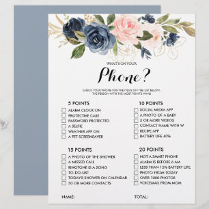 What's on your Phone Gold Navy Bridal Shower Game