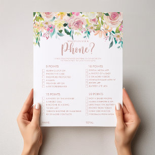 What's on your Phone Rose Gold Bridal Shower Game