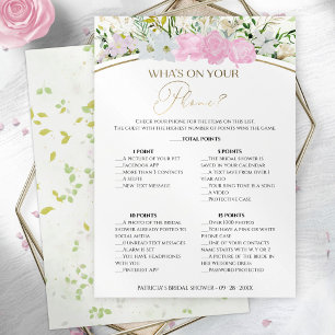 What's On Your Phone Wildflower bridal shower card