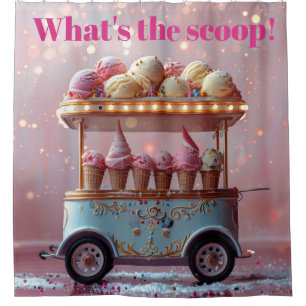 WHAT'S THE SCOOP BIRTHDAY SHOWER CURTAIN