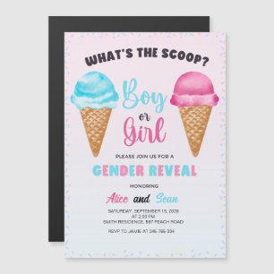 What's the Scoop Celebration-Sweet Gender Reveal! Magnetic Invitation
