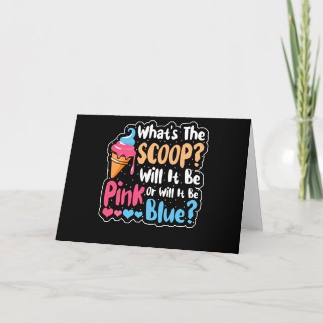 What's The Scoop Gender Reveal Ice Cream Baby Card (Front)
