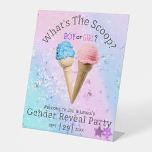 What's The Scoop Gender Reveal Ice Cream Custom Pedestal Sign